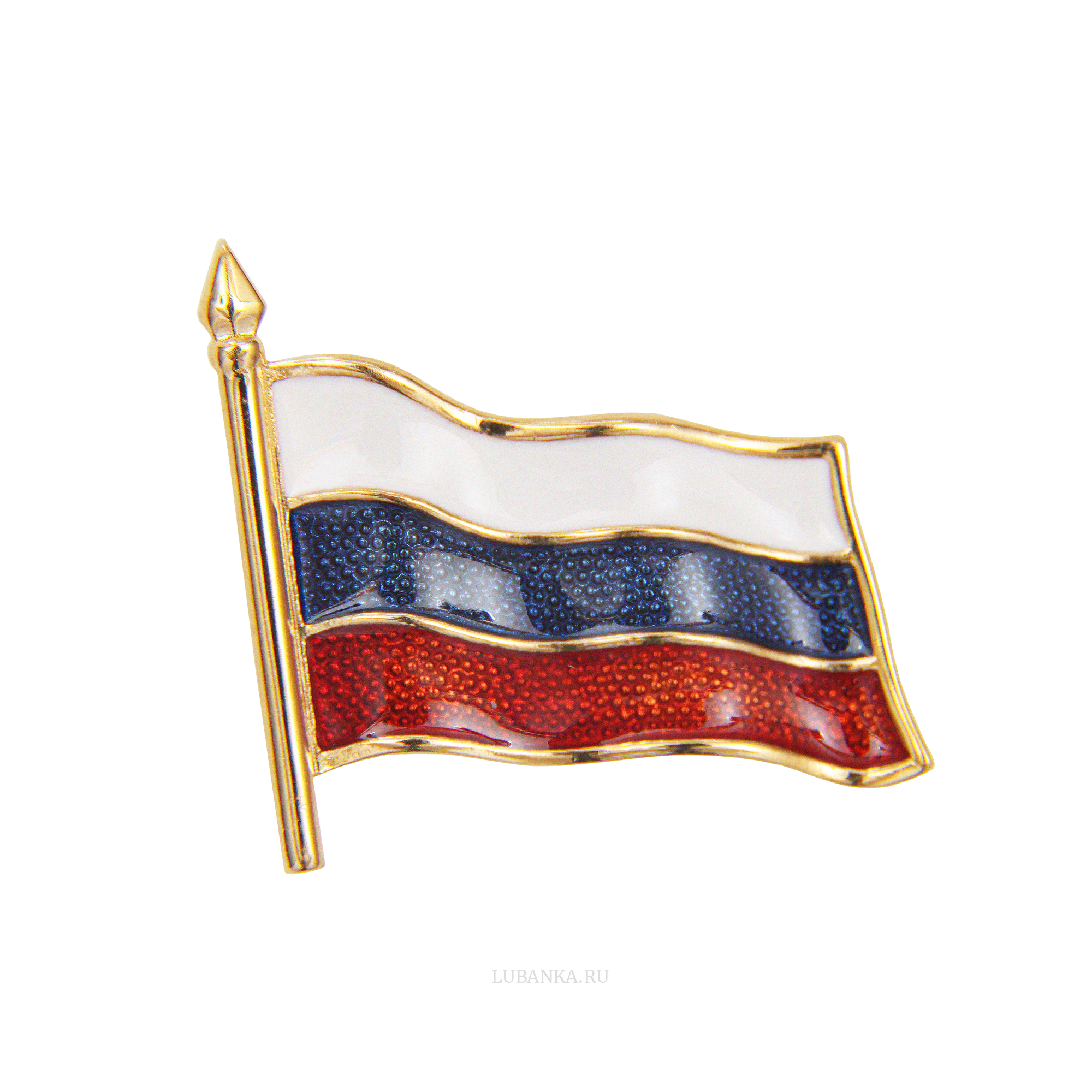 Значок Флаг России серебро c позолотой