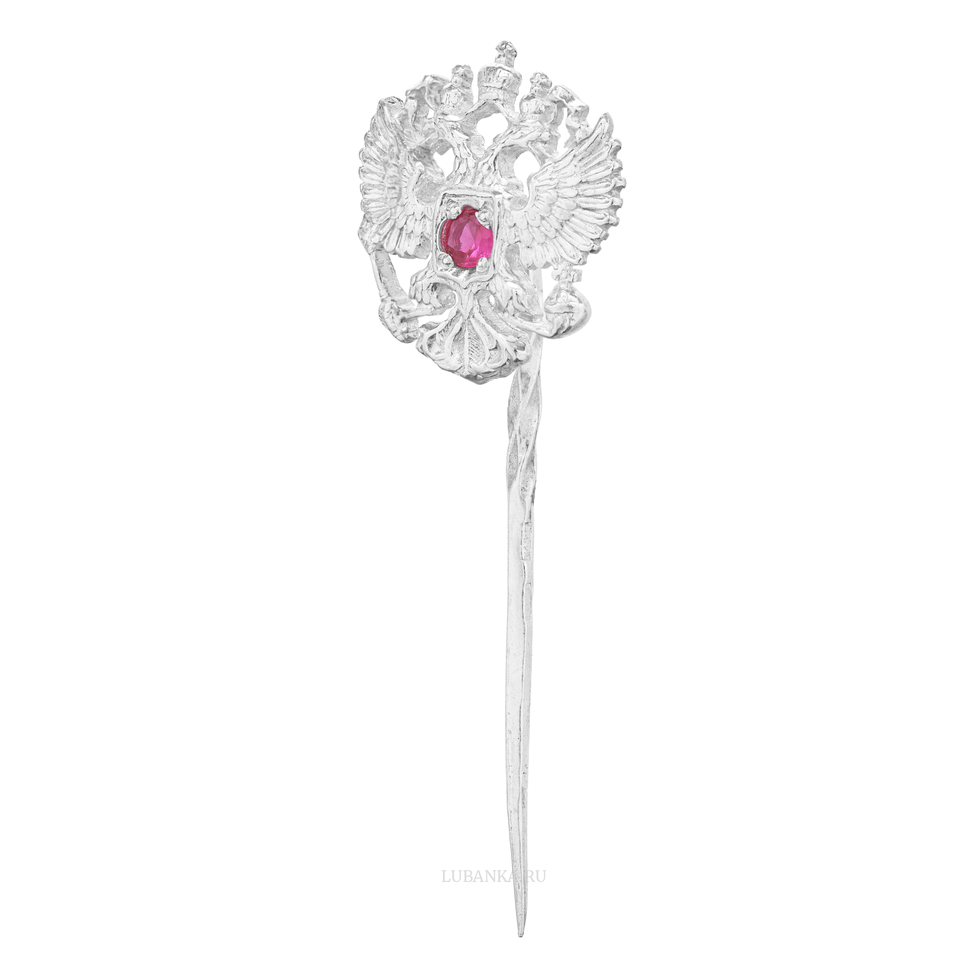 Заколка Герб России серебро