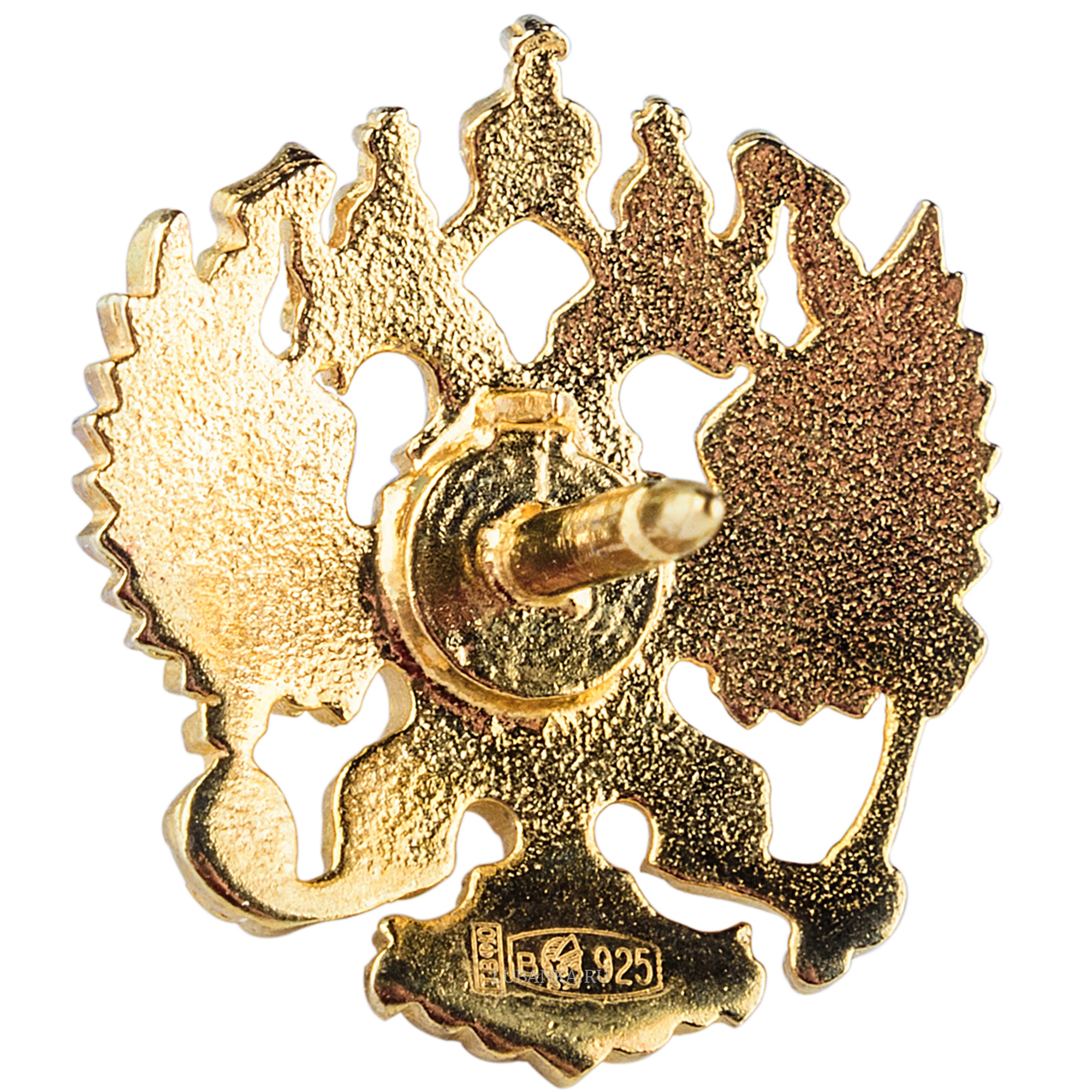 Значок Герб России серебро с позолотой