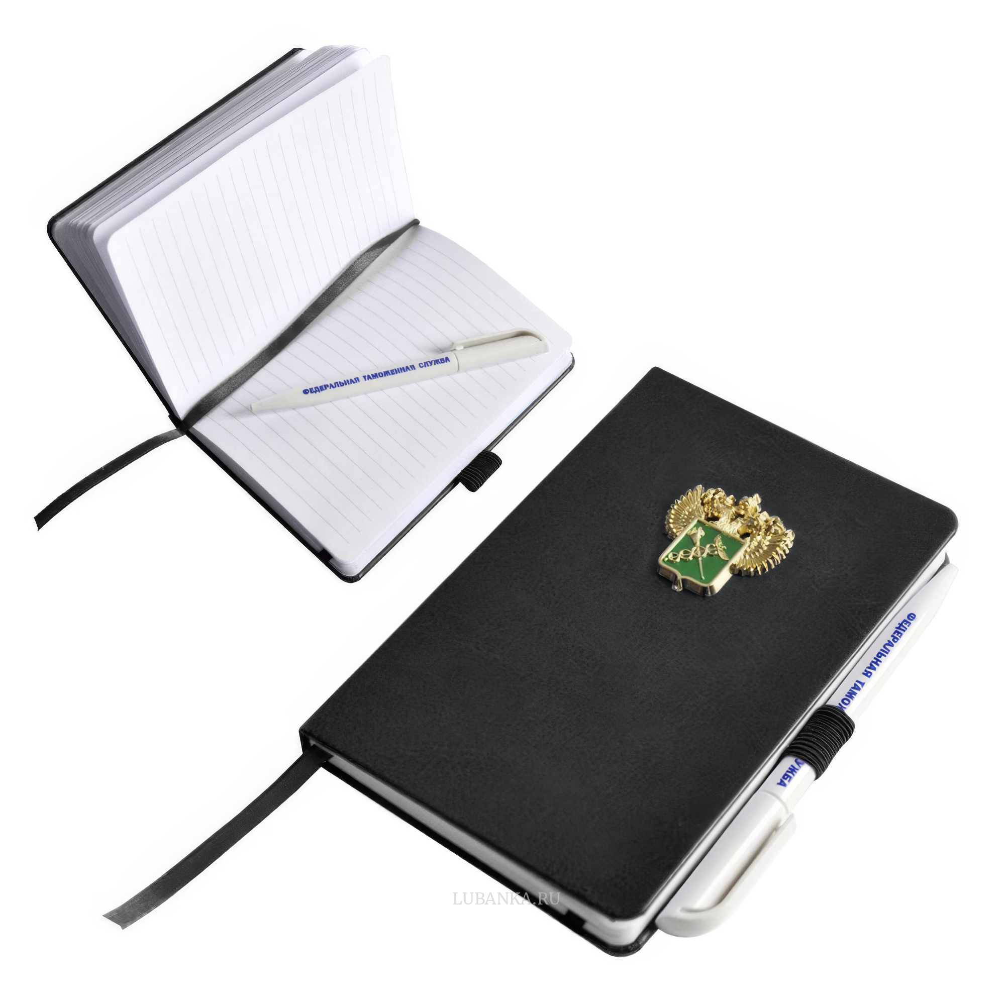 Блокнот с ручкой ФТС черный