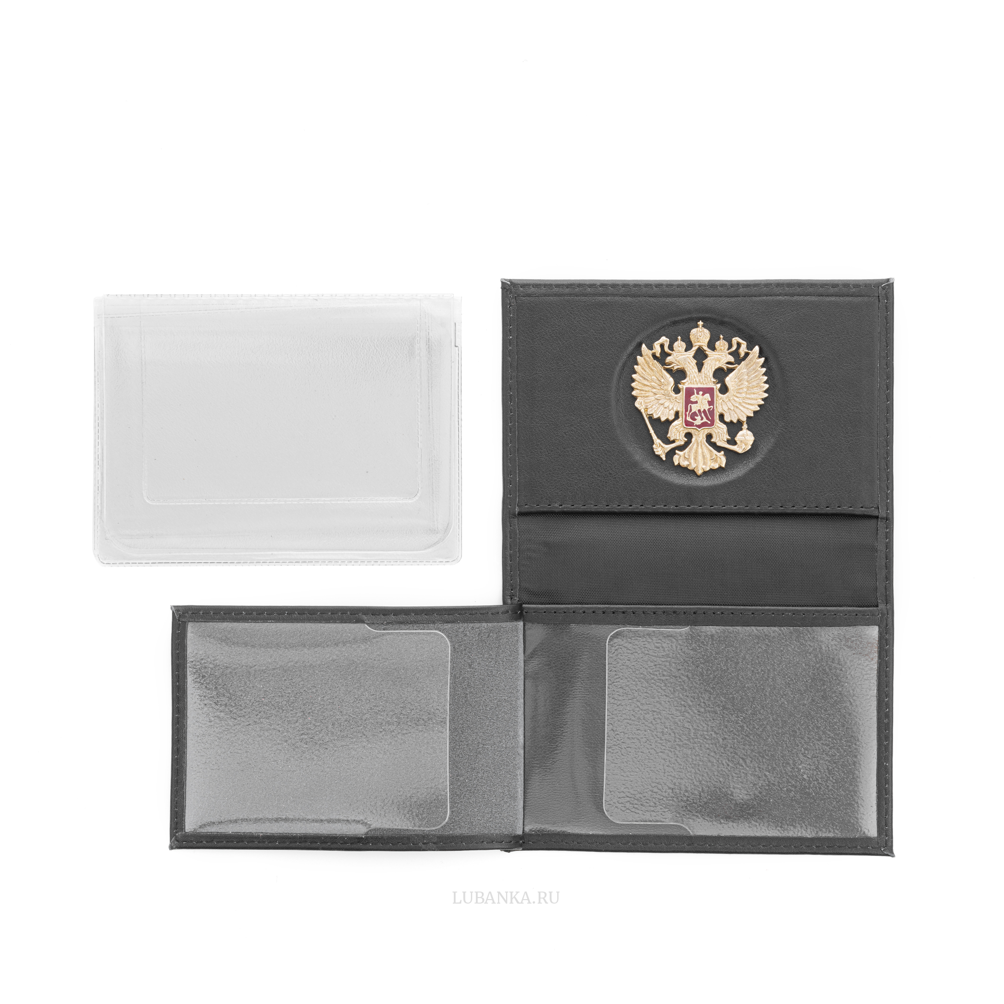Обложка для автодокументов и удостоверения Россия с жетоном черная